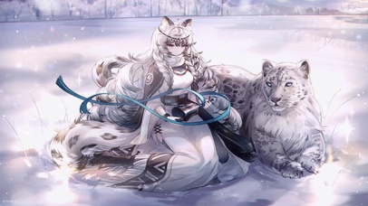 冬天雪地里的少女