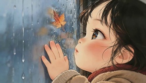 看秋雨的女孩