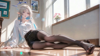 阳光黑丝衬衫美女