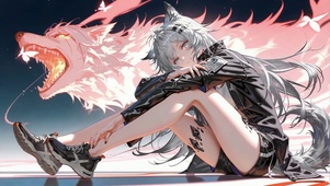 白发银月狼族白发狐耳少女