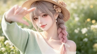 治愈森系麻花辫少女