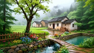 小桥流水田野乡村