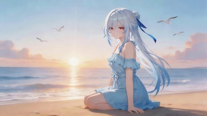 夏日海边女孩