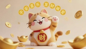 可爱的发财猫平安喜乐发财被爱