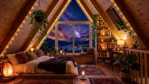 星夜木屋阁楼