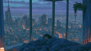 雨天房间的少女