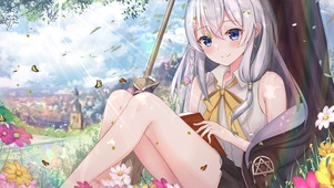 花丛树下美少女