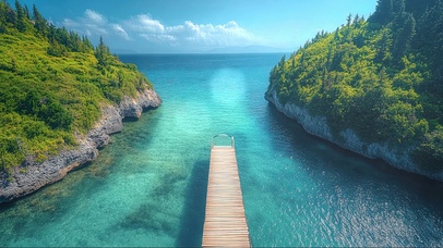 蓝天阳光清新海湾