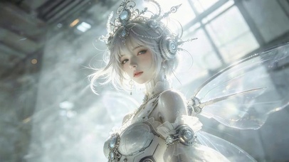 可爱短发白翼女孩