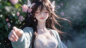 晨光中甜美少女