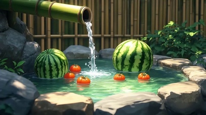 农家篱笆小院的清凉水井西瓜