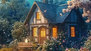 护眼花草树木房屋带鱼屏