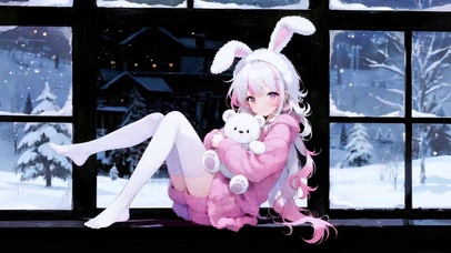 兔娃娃赏雪