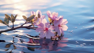 流水与桃花