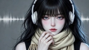 纯欲戴耳机清冷美少女