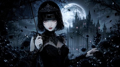 暗夜黑玫瑰哥特风美少女