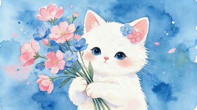 可爱鲜花猫咪