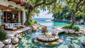 溪石露台临海小屋