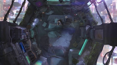 下雨天朋克风房间睡眠