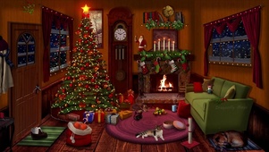 冬季小屋的圣诞氛围