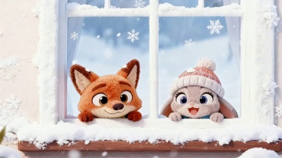 雪中可爱情侣