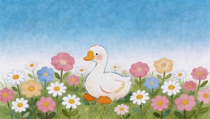 花丛里的小鸭