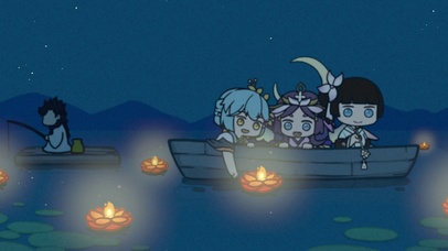 清凉秋季放河灯