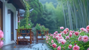 护眼竹林花草树木带鱼屏