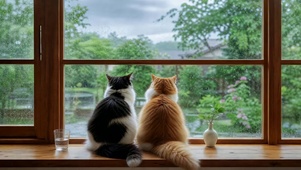 窗台两猫
