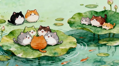 荷叶上的猫咪