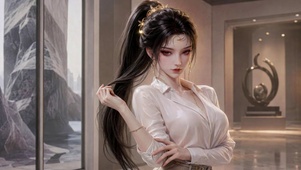 精致高马尾古风美少女