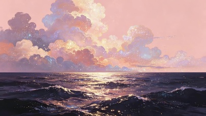 唯美海面晚霞