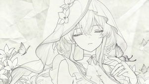 线条素描蝴蝶少女守岸人