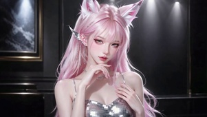 粉发狐耳二次元美少女