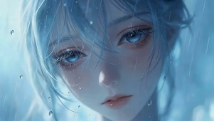雨天忧绪少女