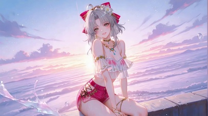 夕阳海边短发珂莱塔