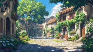 欧洲古镇清新夏日街道