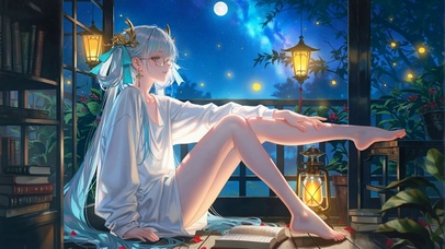 月夜窗边静读银发今汐