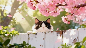 樱花树下的猫咪
