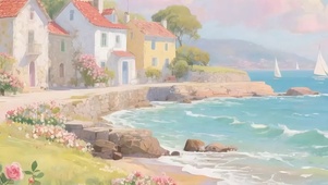 海景樱花树木宽屏