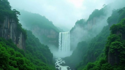 绿水青山长河瀑布