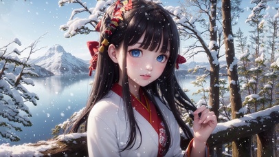 雪中汉服少女