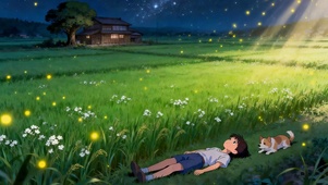 仲夏之夜稻田