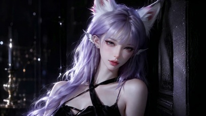 暗夜紫发狐耳美少女