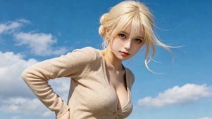 晴空下的金发清纯美少女