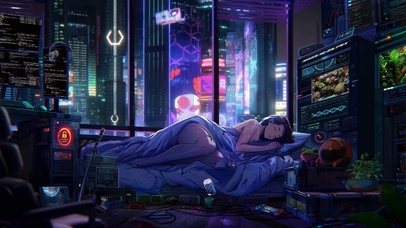 赛博朋克 睡觉美女