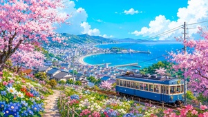 唯美夏天海景小镇
