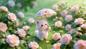 可爱雨天小猫