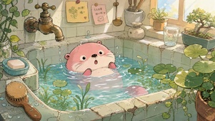 泡澡小水獭
