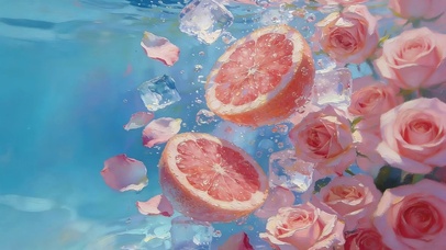 小清新鲜花西柚